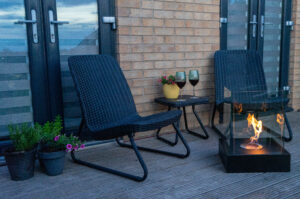 Bio ethanol large free-standing fireplace 1l burner 40cmx40cmx52cm SUNSET GARDEN BLACK - Image 2