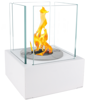 Bio ethanol freestanding tabletop fireplace burner with wool insert - SMART WHITE - Image 2